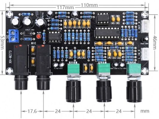 डायरेक्टिंग माउंटिंग माइक्रोफोन एम्पलीफायर बोर्ड PT2399 NE5532 DC12-24V