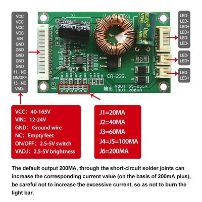 CA-233 LED बैकलाइट ड्राइवर बोर्ड 55-255V आउटपुट निरंतर करंट