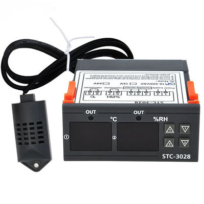 STC-3028 AC 220V DC 12V-24V आर्द्रता तापमान नियंत्रक दोहरी पावर मॉनिटरिंग डिवाइस