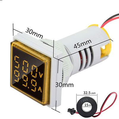 स्क्वायर एलईडी डिजिटल वोल्टमीटर और एमीटर 110V 220V वोल्टेज करंट
