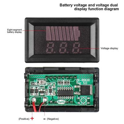 0.56&quot; एलईडी लिथियम बैटरी क्षमता मीटर 12V 24V 36V 48V 60V 72V