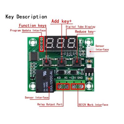 W1209 थर्मोस्टेट डिजिटल थर्मामीटर नियंत्रक 1 10A रिले DC12V