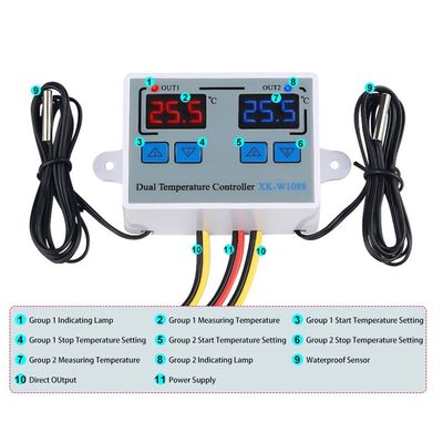 दोहरी एलईडी डिजिटल थर्मामीटर नियंत्रक इलेक्ट्रिक हीटिंग 220V