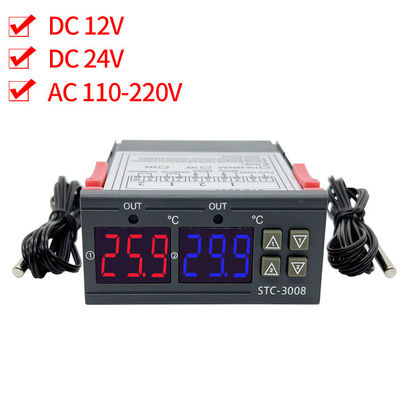 STC-3008 डिजिटल थर्मामीटर नियंत्रक दो रिले आउटपुट जांच 12V 24V 220V के साथ