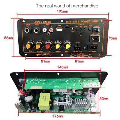 D100W ब्लूटूथ 5.0 पावर एम्पलीफायर बोर्ड AC 220V DC 12-24V 5V वायरलेस मॉड्यूल 8-12 इंच के लिए