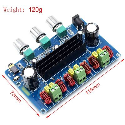 CA-3166B ब्लूटूथ 5.0 एम्पलीफायर बोर्ड 2*50W+100W 2.1 चैनल TPA3116D2 DC12~24V बिजली आपूर्ति के साथ