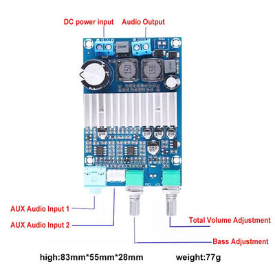 CA-3316A डिजिटल पावर एम्पलीफायर बोर्ड 100W स्टीरियो क्लास D 12-24V बास एएमपी TPA3116
