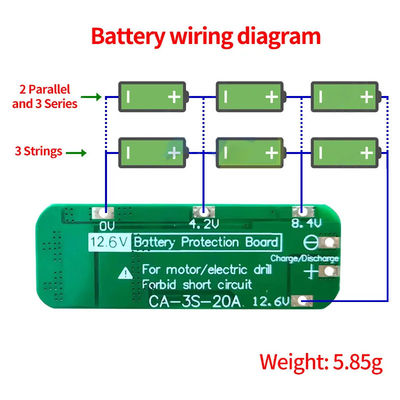 CA-3S-20A-E 11.1V 12V 12.6V बीएमएस बैटरी सुरक्षा बोर्ड लिथियम 3s बीएमएस मॉड्यूल