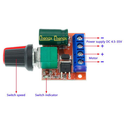 CA-105A मिनी 5A डीसी मोटर स्पीड कंट्रोलर मॉड्यूल अधिकतम 90W 3V-35V