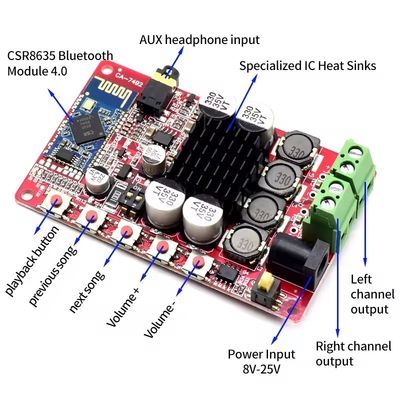 CA-7492 ब्लूटूथ 5.0 एम्पलीफायर ऑडियो मॉड्यूल DC8-25V 2*50W पावर एम्पलीफायर बोर्ड TDA7492 चिप के साथ