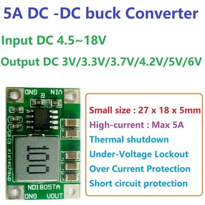 4.5V-18V से 3V-6V वोल्टेज विनियमन के लिए मानक माउंटिंग प्रकार डीसी-डीसी कन्वर्टर बोर्ड