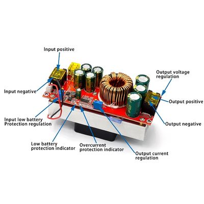 1800W 40A डीसी-डीसी निरंतर वोल्टेज निरंतर करंट बूस्ट कनवर्टर 12-90V के लिए पंखे द्वारा 10-60V बूस्ट करता है