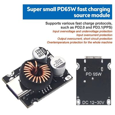 QC4.0 QC3.0 प्रकार-सी USB PD65W फास्ट चार्जिंग एडाप्टर मॉड्यूल मानक माउंट प्रकार के साथ