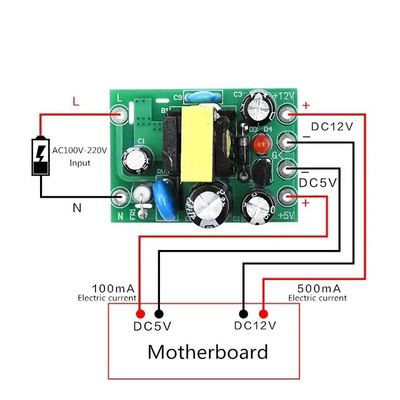 मानक माउंट प्रकार AC-DC 110-220V स्विचिंग पावर सप्लाई मॉड्यूल 6W आउटपुट पावर के साथ