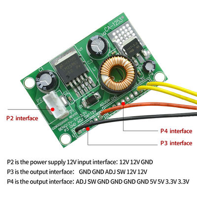 12V से 5V से 3.3V एलसीडी पावर सप्लाई मॉड्यूल एकीकृत सर्किट के साथ डीसी कनवर्टर बोर्ड