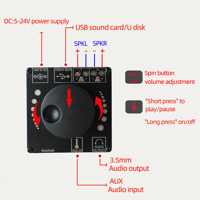 बीटी 5.0 और एचआईएफआई ध्वनि गुणवत्ता के साथ 2x50W डबल चैनल डिजिटल पावर एम्पलीफायर बोर्ड