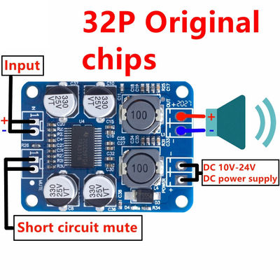 उच्च गुणवत्ता वाले ऑडियो मॉड्यूल के लिए TPA3118 60W 12-24V DC PBTL मोनो क्लास डी एम्पलीफायर बोर्ड