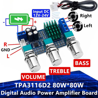 80W x 2 डुअल चैनल डिजिटल ऑडियो प्री एम्पलीफायर बोर्ड मॉड्यूल TPA3116D2 2.0 चैनल