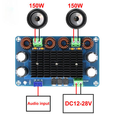 होम थिएटर स्टीरियो इक्वलाइज़र के लिए DC 12-28V आउटपुट के साथ 150W+150W हाई-पावर एम्पलीफायर ऑडियो बोर्ड