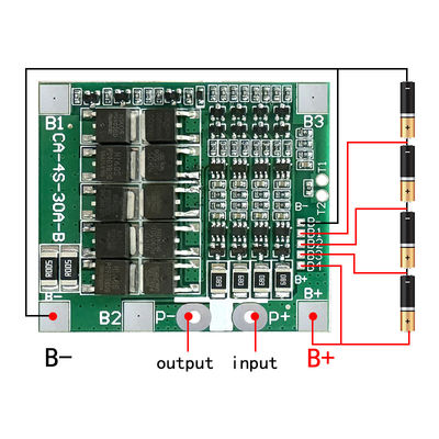 CA-4S-30A-B लिथियम 18650 BMS बैटरी सुरक्षा बोर्ड 30A 14.8V 12.8V 4s BMS बोर्ड