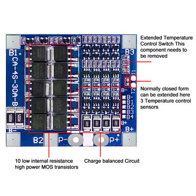 CA-4S-30A-B लिथियम 18650 BMS बैटरी सुरक्षा बोर्ड 30A 14.8V 12.8V 4s BMS बोर्ड