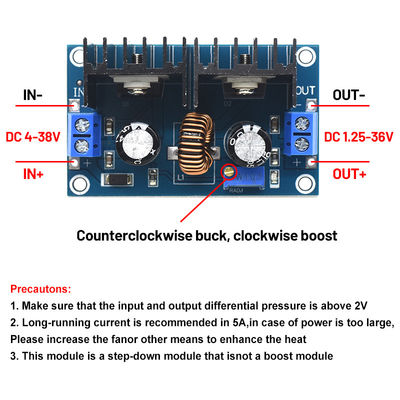 CA-4016 8A 200W बोर्ड माउंट डीसी-डीसी कनवर्टर XL4016 4-40V से 1.25-36V पीडब्ल्यूएम समायोज्य स्टेप-डाउन मॉड्यूल