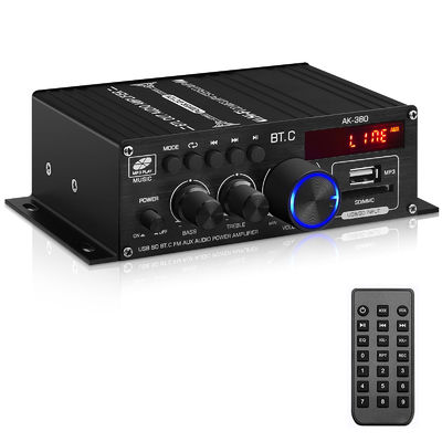AK-380 यूएसबी एसडी ऑडियो पावर एम्पलीफायर 400W 2.0 CH HiFi स्टीरियो एएमपी स्पीकर घर के लिए रिमोट कंट्रोल के साथ ब्लूटूथ 5.0 एएमपी रिसीवर