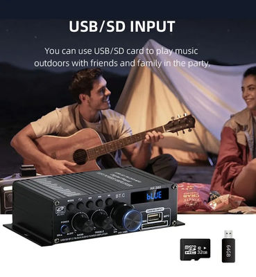 AK-380 2.0 चैनल ब्लूटूथ v5.0 ऑडियो एम्पलीफायर होम थिएटर के लिए 100-300W आउटपुट पावर के साथ