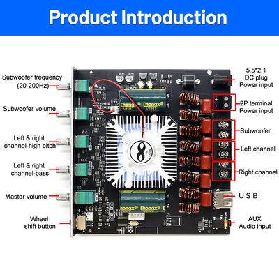 ZK-AS21 2.1 चैनल डिजिटल पावर एम्पलीफायर बोर्ड मॉड्यूल 220W*2+350W हाई लो टोन सबवूफर TPA3255 BT होम ऑडियो AS21