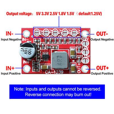 CA-1239 समायोज्य बक कनवर्टर 5-15V इनपुट 1.25V/1.5V/1.8V/2.5V/3.3V/5V आउटपुट बोर्ड माउंट डीसी-डीसी स्टेप डाउन पावर मॉड्यूल