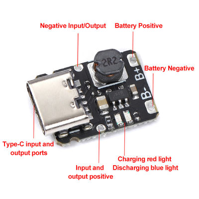 3.7V 4.2V 18650 लिथियम बैटरी चार्जिंग बूस्ट पावर बोर्ड सुरक्षा प्रकार-सी आदर्श 5V चार्जिंग और डिस्चार्जिंग समाधान