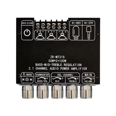2.1 चैनल सबवूफर AUX 12V 24V ऑडियो स्टीरियो 5.1 बास डिजिटल पावर एम्पलीफायर बोर्ड ZK-MT21S 2x50W 100W DC एडाप्टर के लिए