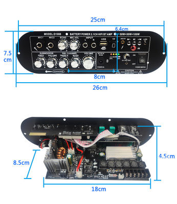D1000 2.1 चैनल सबवूफर डिजिटल एम्पलीफायर बोर्ड 50W+50W+100W 12v होम पावर एम्पलीफायर हाई/लो टोन रिचार्जेबल