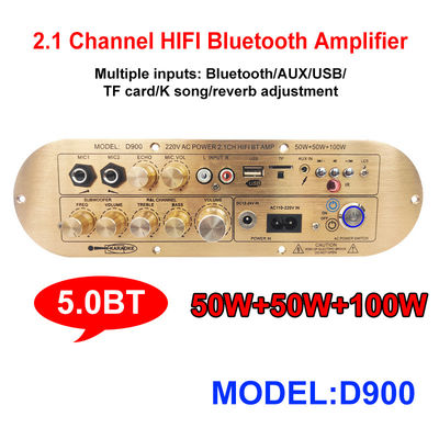 आयातित आईसी ब्लूटूथ बोर्ड 2.1 चैनल के साथ उच्च शक्ति D900 2x50W+100W होम एम्पलीफायर