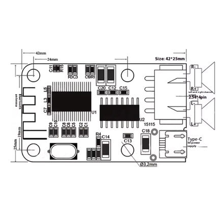 PAM8403 मिनी ब्लूटूथ एम्पलीफायर बोर्ड 5V 2x3W टाइप-सी