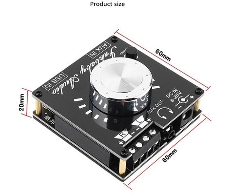 80W डुअल चैनल ब्लूटूथ 5.0 एम्पलीफायर बोर्ड 60x60x30 मिमी