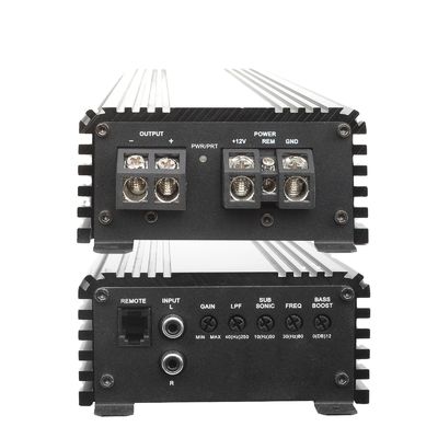कक्षा डी कार ऑडियो पावर एम्पलीफायर आरएमएस 2500Wrms 1 ओम प्रतिबाधा स्प्लिट मोनो पावर एम्पलीफायर क्रॉसओवर के साथ