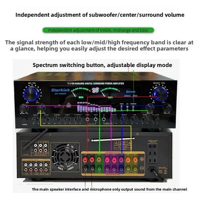 AV-888BT 2800W होम कराओके डुअल-रिंग पावर एम्पलीफायर नया मॉडल 7.1 चैनल ज़ोन ट्यूनिंग हाई-पावर मेटल कंस्ट्रक्शन