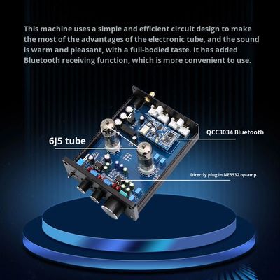 ऑडियोफाइल HIFI ट्यूब प्रीएम्पलीफायर 6J5 QCC3034 BT 5.1 वायरलेस होम एम्पलीफायर के लिए बास और ट्रिबल समायोजन प्रीएम्पलीफायर के साथ