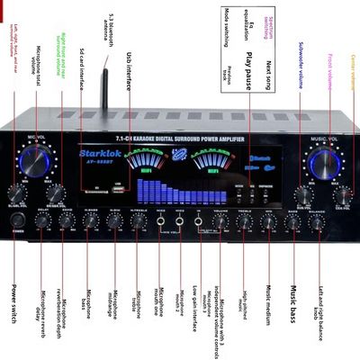 सूटःहोम थिएटर सेट 7.1 चैनल AV-888BT एम्पलीफायर साइक्लोन नंबर 9 के साथ 10 इंच के सबवूफर के साथ स्पीकर