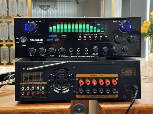 AV-555BT प्रोफेशनल 5.1 चैनल डायनामिक स्पेक्ट्रम एम्पलीफायर 600W धातु निर्माण के साथ उच्च शक्ति वाले होम सबवूफर