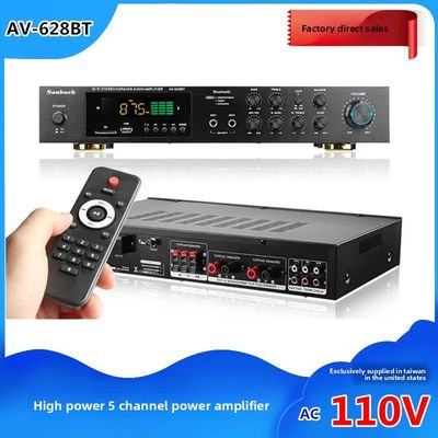 Av-628BT होम ऑडियो 5-चैनल 800W हाई पावर एम्पलीफायर 110V/220V वायरलेस रिसीवर BT कनेक्टिविटी के साथ