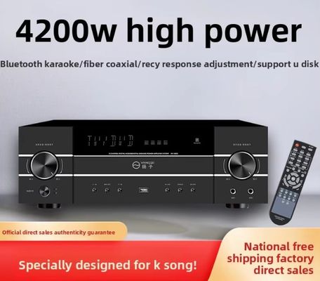 एंटी-फीडबैक, बीटी वायरलेस के साथ 5.1CH 4200W हाई-पावर प्रो ऑडियो एम्पलीफायर, होम कराओके स्टेज परफॉर्मेंस के लिए, केटीवी मीटिंग