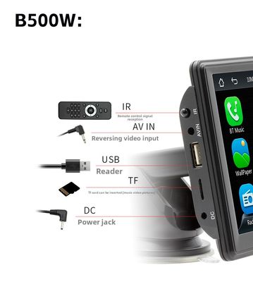 क्रिएटॉल 7-इंच पोर्टेबल वायरलेस कारप्ले MP5 प्लेयर ब्लूटूथ के लिए नया क्रॉस-बॉर्डर मल्टीमीडिया कार्ड स्लॉट हेड यूनिट WAV का समर्थन करता है