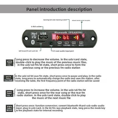 BT 5.0 Wireless MP3 Decoder Board Portable BT FM Transmitter Auto LCD Supports WAV TF Card USB FM Radio Voice Recorder